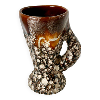Fat Lava brown ceramic pitcher from the 70s