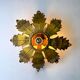Spanish sunburst flush mount light fixture in gilt iron, circa 1970s
