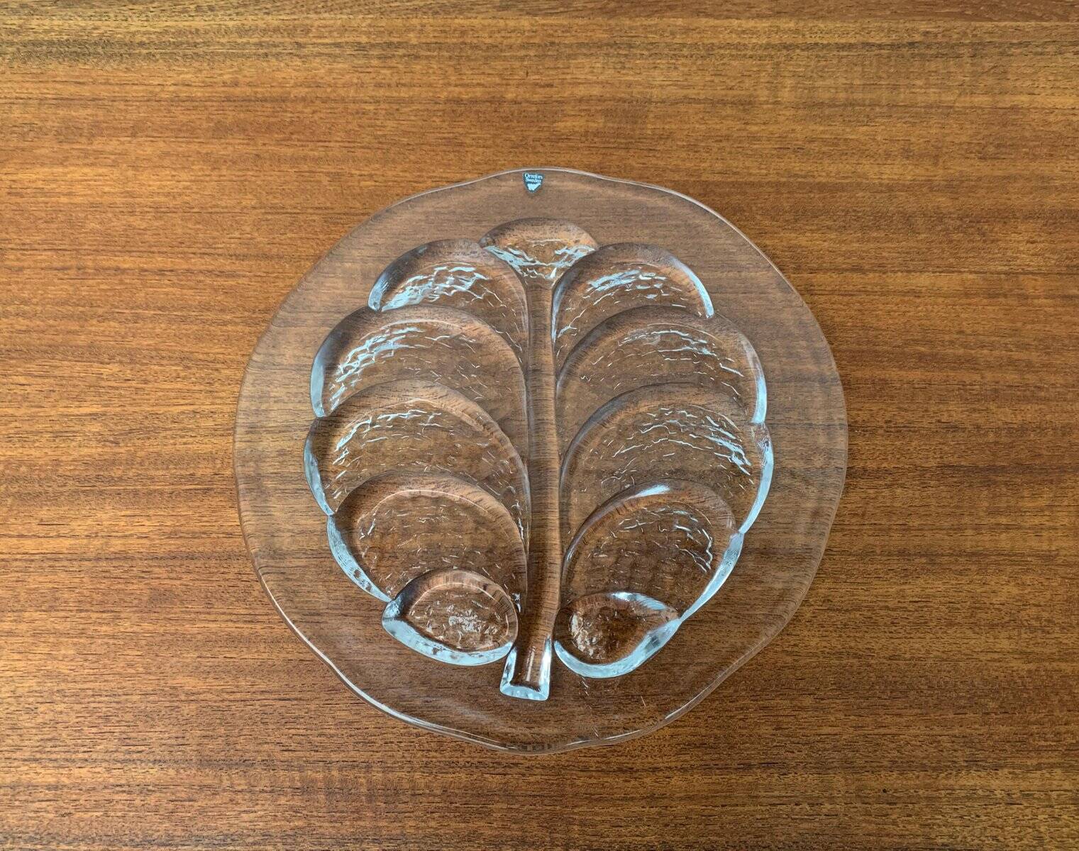 Assiette vintage suédoise en verre d'Orrefors