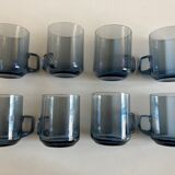 Set of 8 glasses Scandinavian cups Denby-Milnor mid century modern ice blue