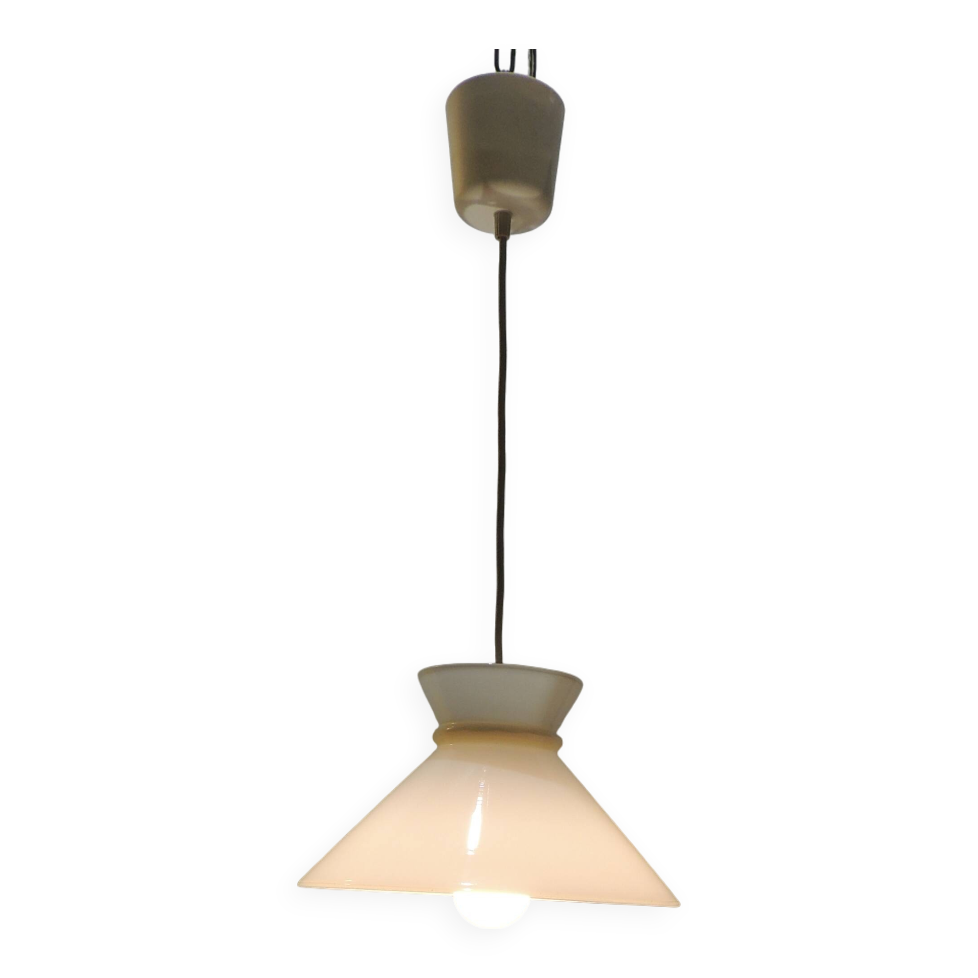 Suspension opaline blanche/vintage