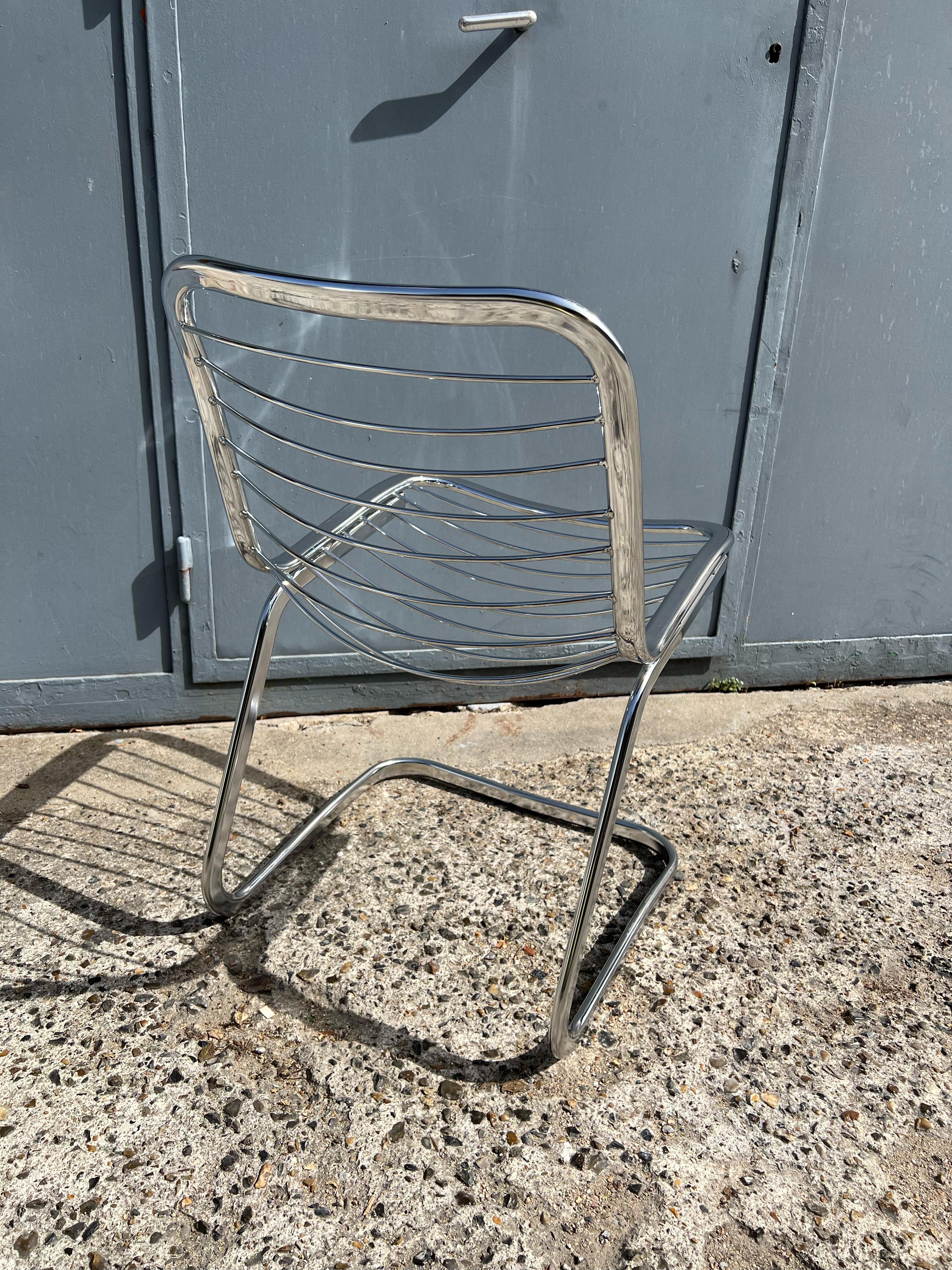 Vintage Italian design chrome metal chair from the 70s