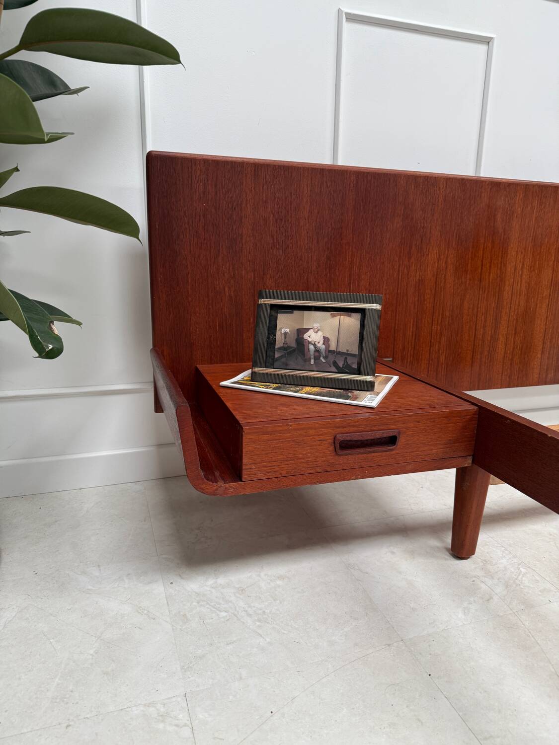 Scandinavian double teak bed