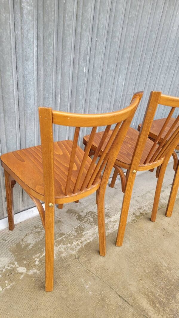 Série de 5 chaises bistrot Baumann signées anciennes