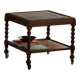 Modern Danish service table with turned spool legs and coloured tiles, 1950s.