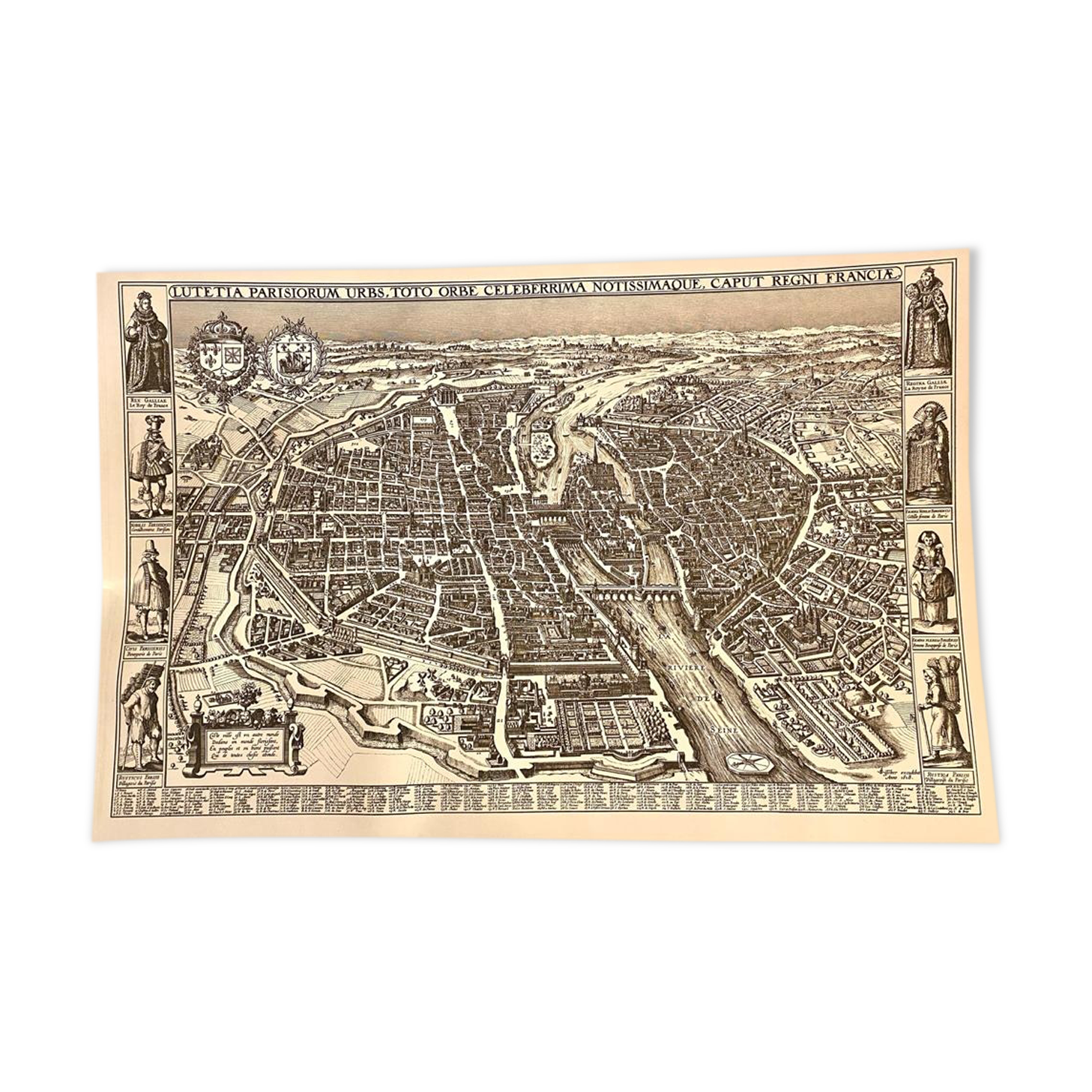 Map plan engraving of Vintage Paris