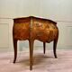 Curved sauteuse commode in stamped marquetry louis xv style xix eme century