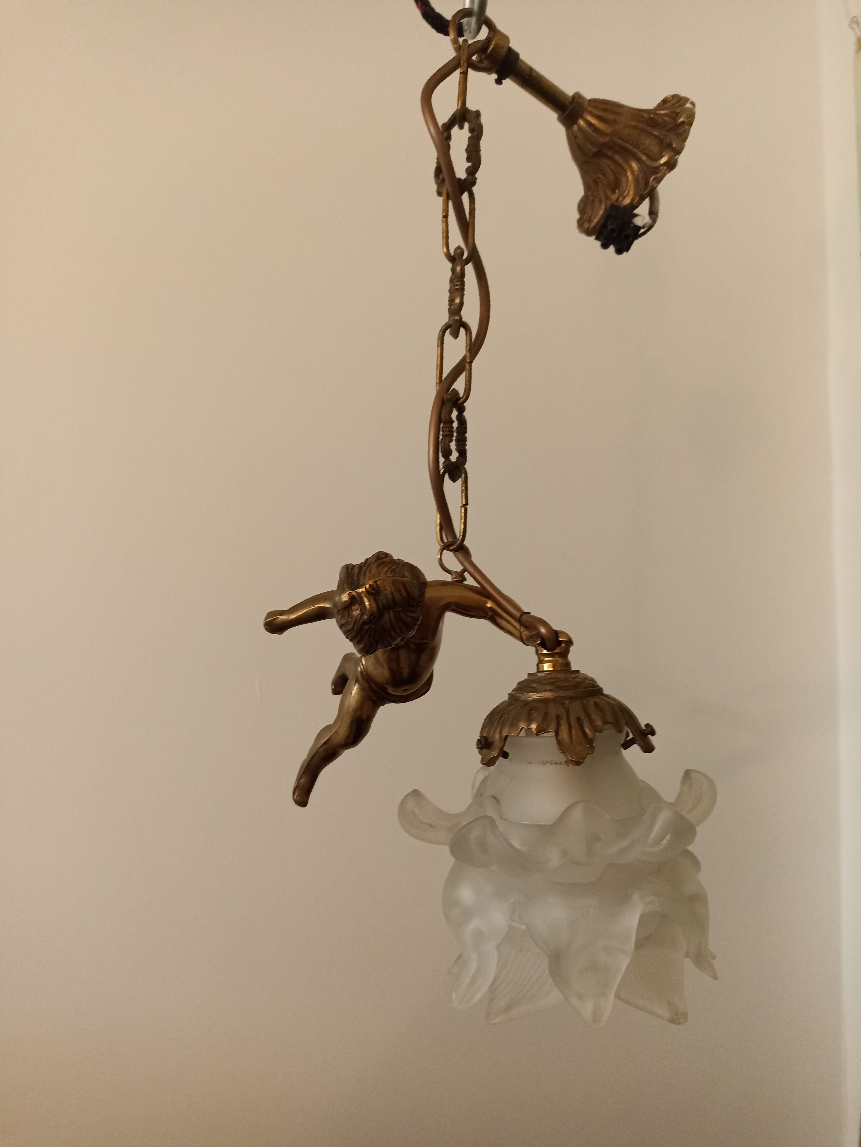 Bronze wall lamp and angel glass paste