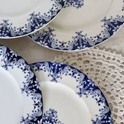 6 antique flat plates, Bordeaux (Jules Vieillard) and Longwy earthenware