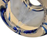 Vintage 1970s Italian Murano suspension in blue ribbed glass.