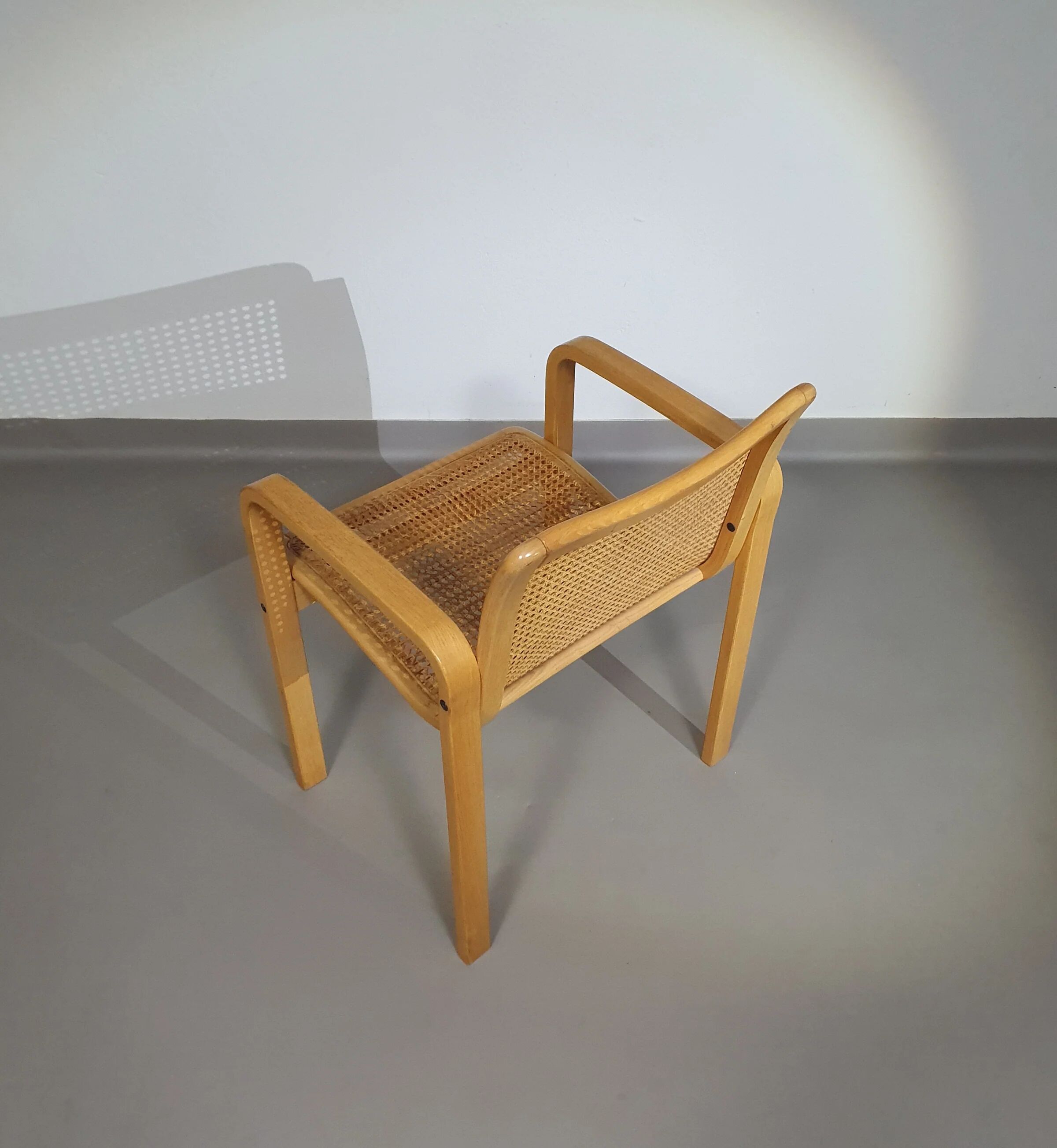 Beech wood and webbing side chair by Olivo Pietro, Italy, 1970s