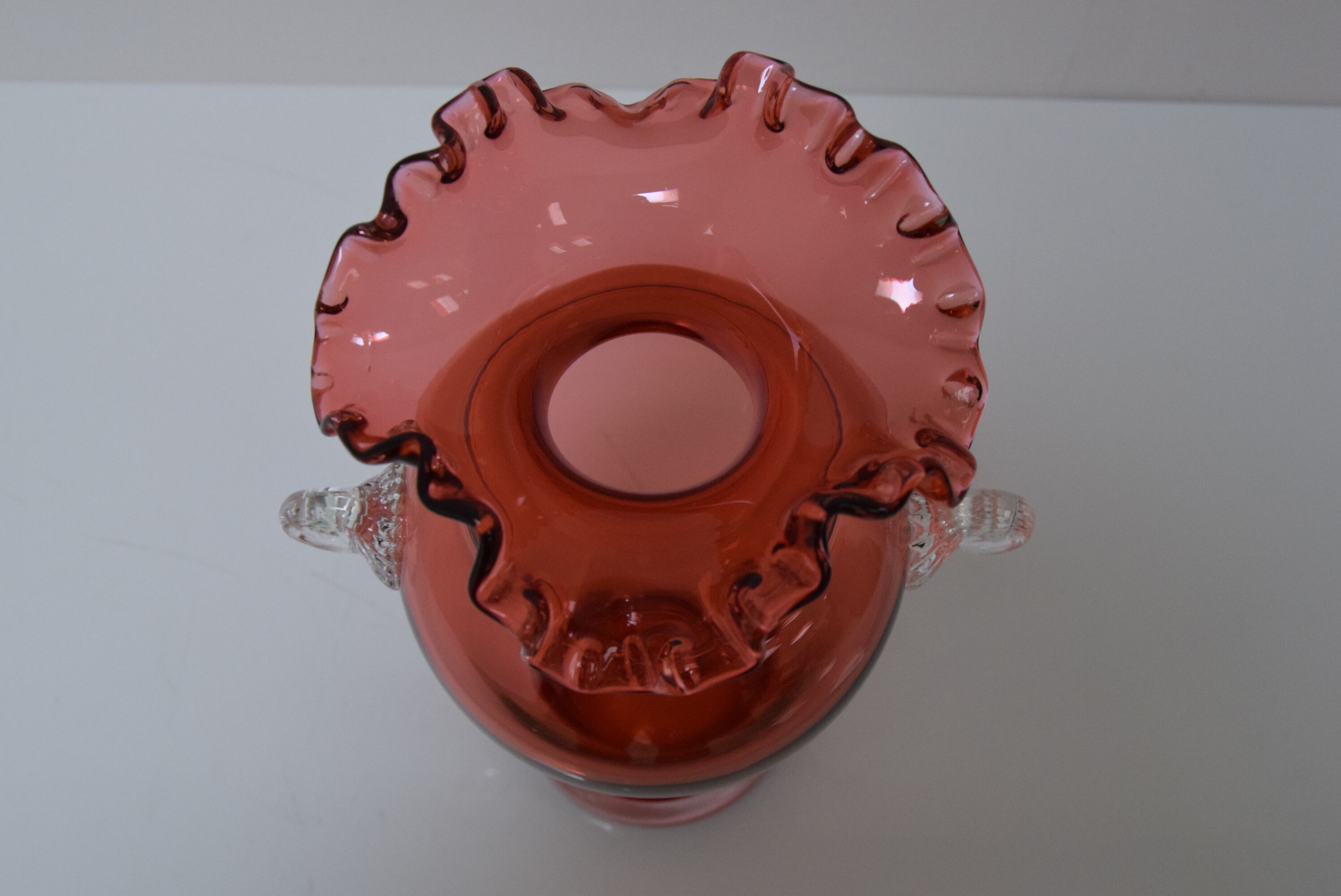 Art Czech glass vase, by Glasswork Novy Bor, 1950s
