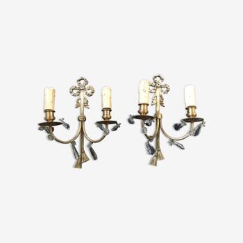 Pair of bronze sconces and pendants