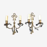 Pair of bronze sconces and pendants