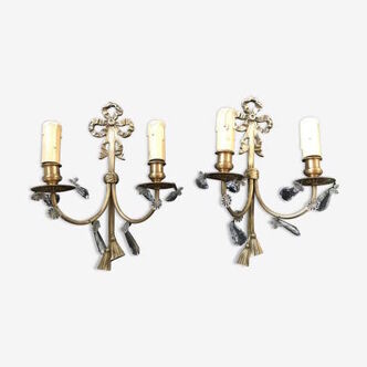 Pair of bronze sconces and pendants