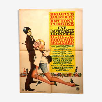 Affiche originale cinéma "Une ravissante idiote" 1964 Brigitte Bardot, Perkins...