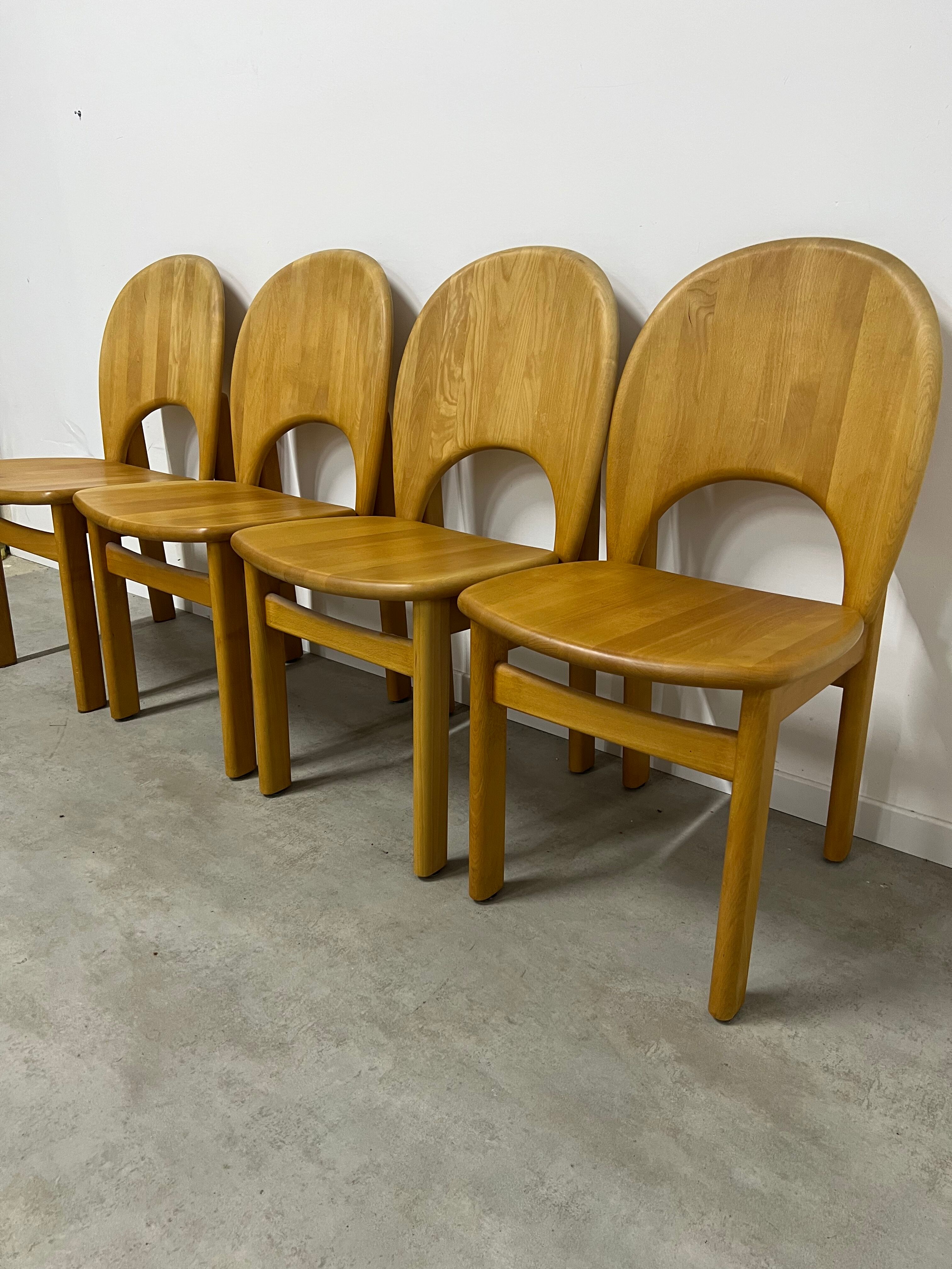 Lot de 4 chaises scandinave möbelfabrik glostrup orme massif vintage 70