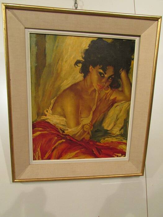 Painting, oil painting signed roka, the gypsy