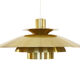 Golden colored aluminum pendant light from Frandsen Lighting. Denmark 1970s