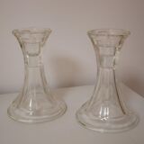 Lot de 2 bougeoirs en verre