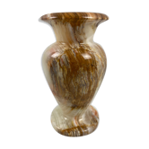 Beige and brown alabaster vase 15cm