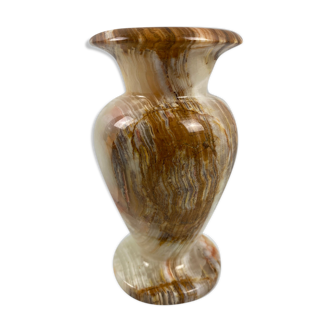 Beige and brown alabaster vase 15cm