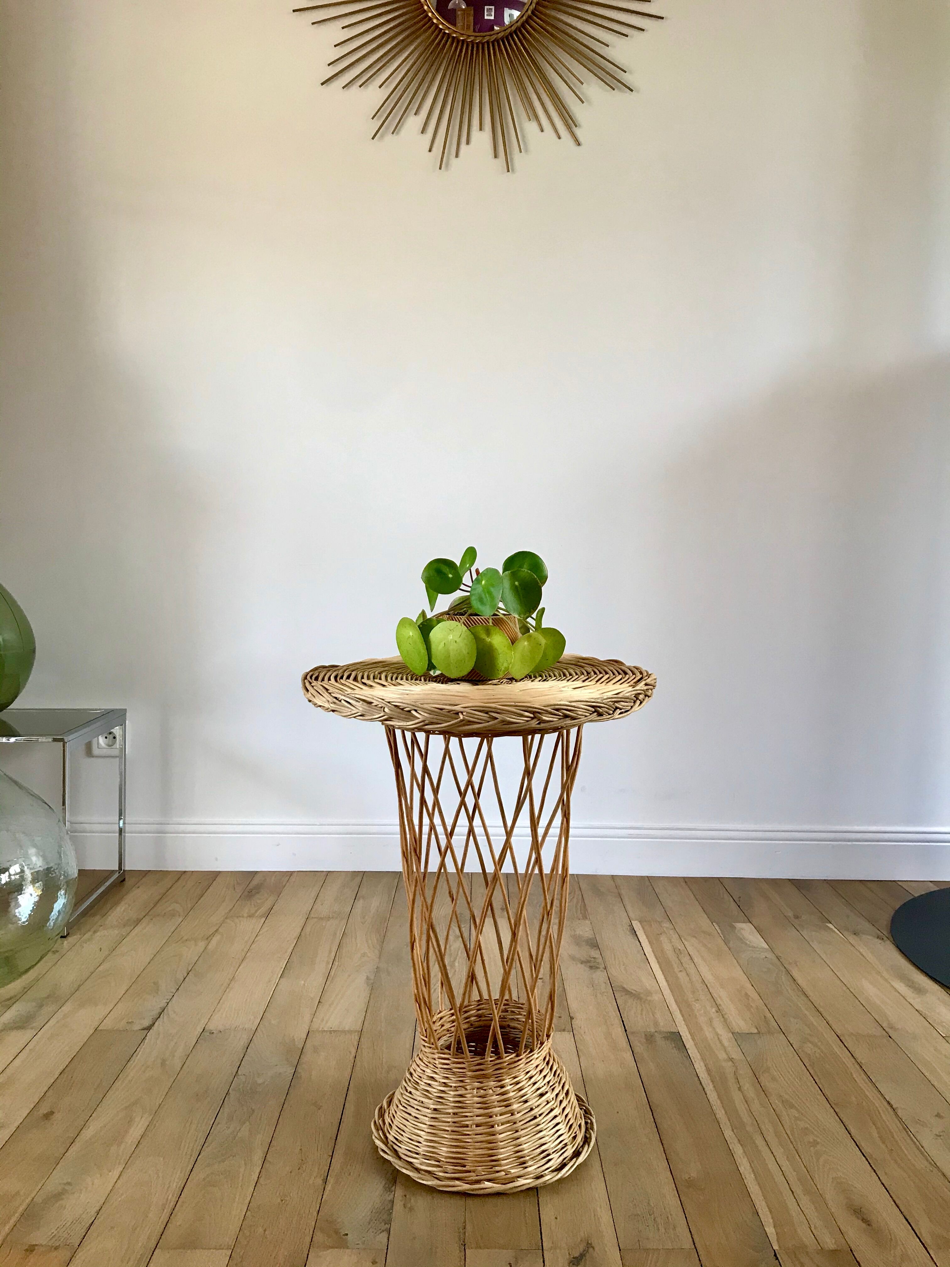 Rattan / bamboo side table 1960s-1970s