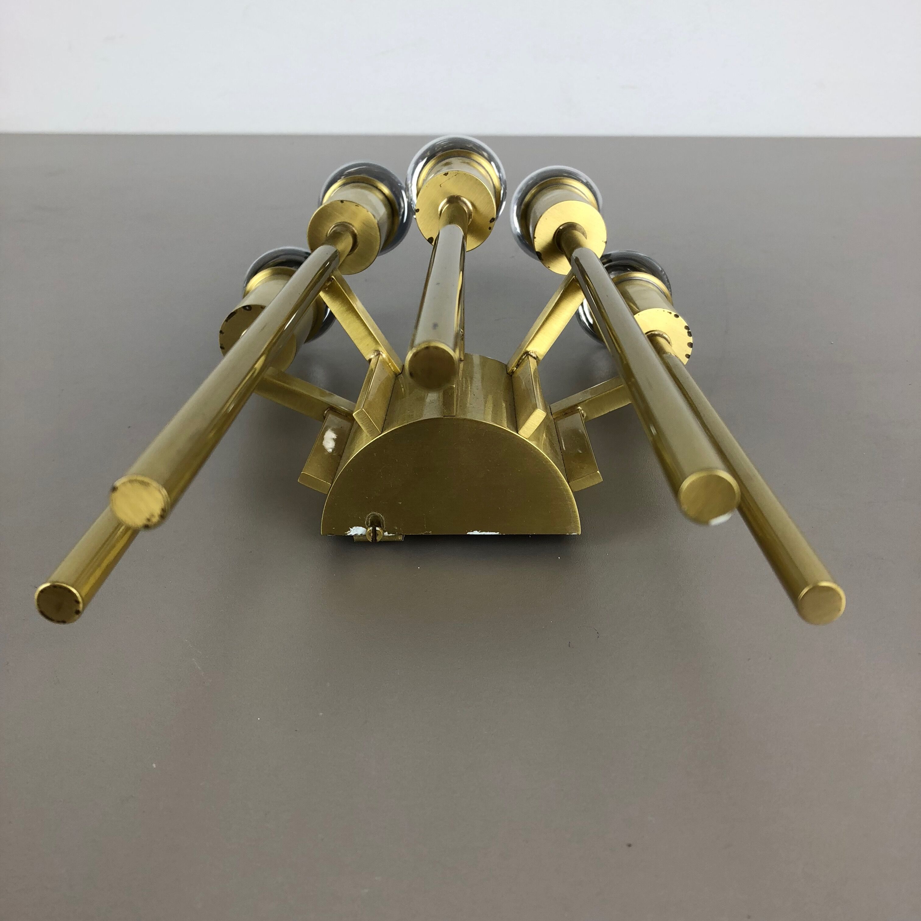 Brass Italian Stillovo Style Theatre Wall Ceiling Light Sconces, Italy, 1970s