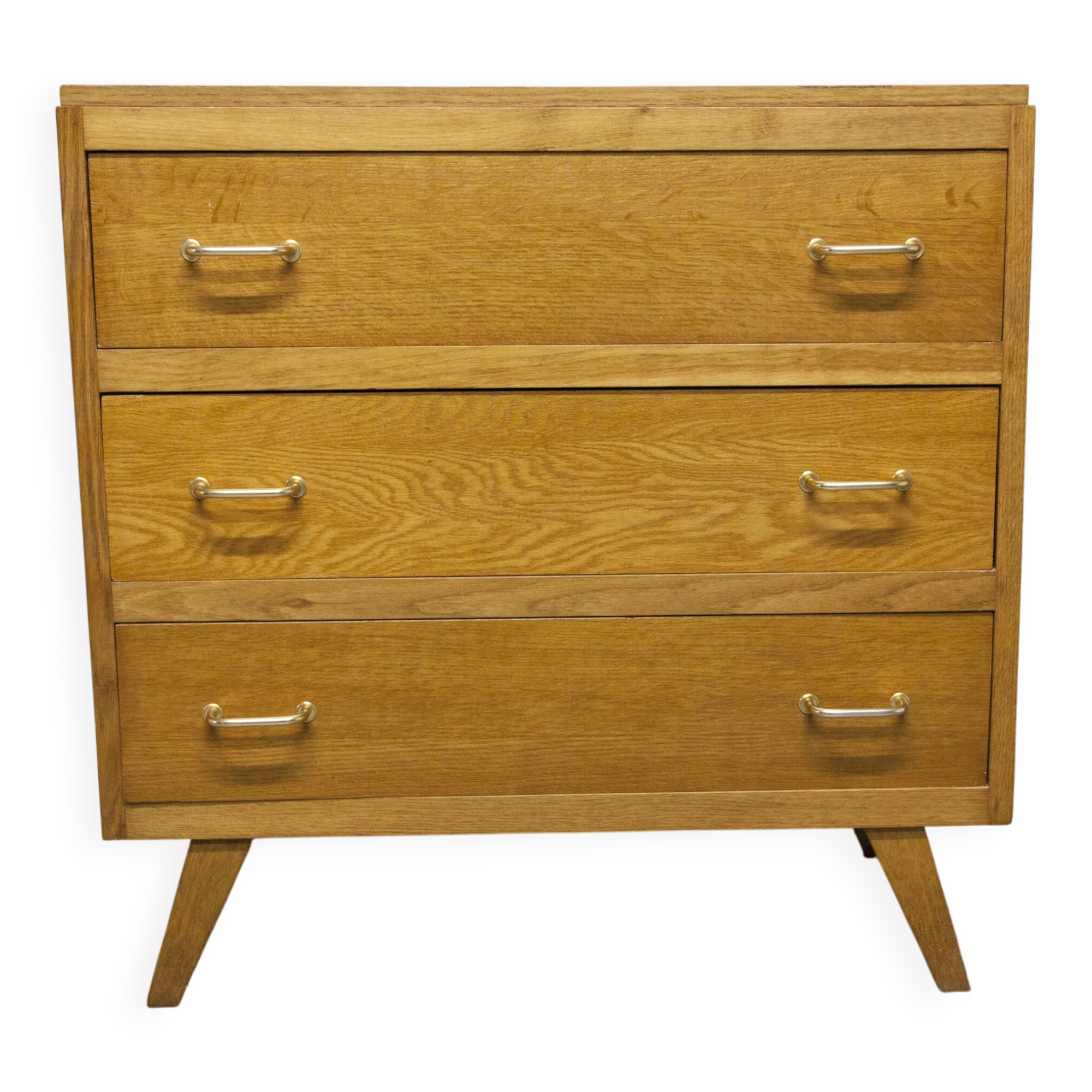3-drawer chest with splayed legs, 1960s, honey color