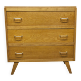 3-drawer chest with splayed legs, 1960s, honey color