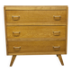 Commode 3 tiroirs pieds compas 1960 couleur miel