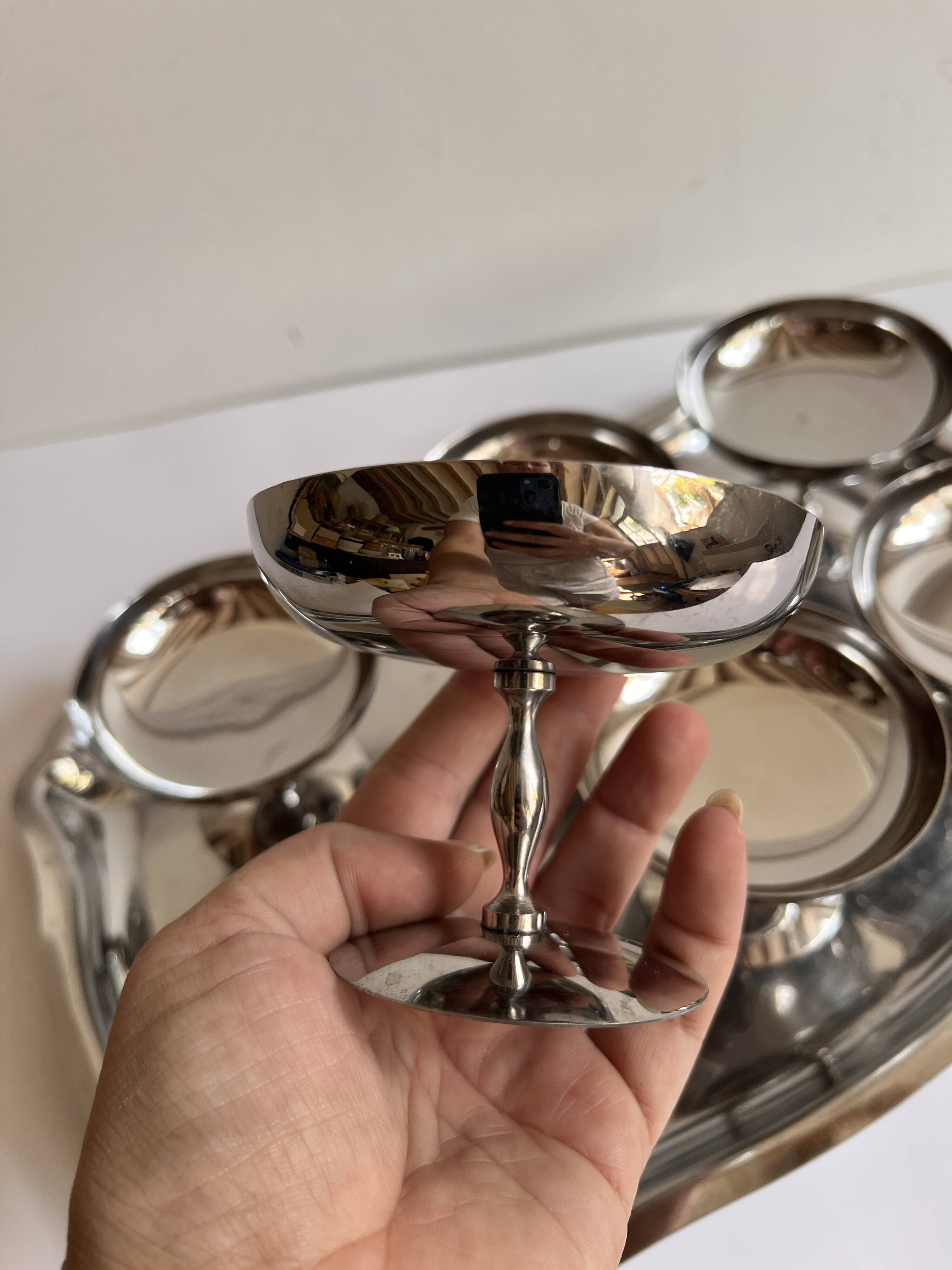 Ice cream cups and stainless steel trays
