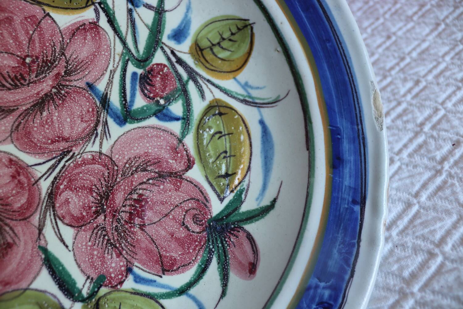Large old ceramic and rose dish