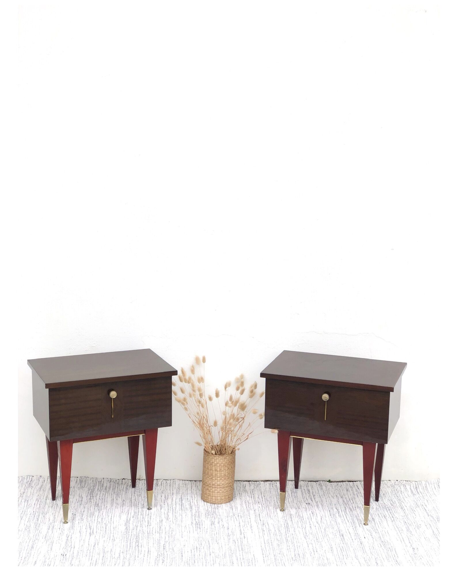 Duo of vintage bedside tables