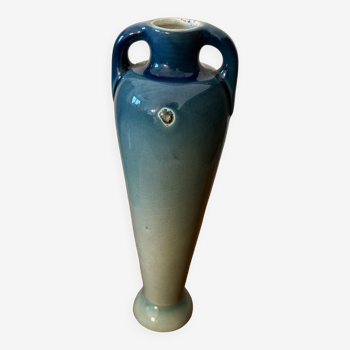 Art-nouveau soliflore vase in keller & guerin luneville enameled ceramic h23cm