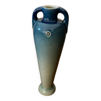 Art-nouveau soliflore vase in keller & guerin luneville enameled ceramic h23cm