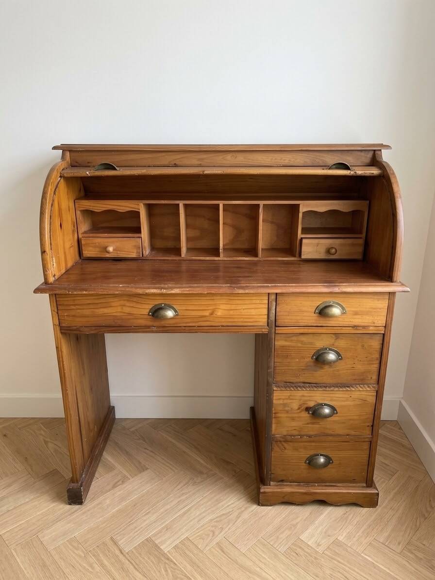 Bureau bois à rideau