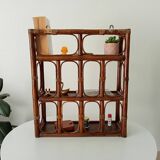 Vintage bamboo and rattan wall shelf