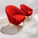 Pair of vintage red armchairs