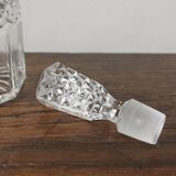 Vintage Faceted Cut Glass Round Whiskey Decanter