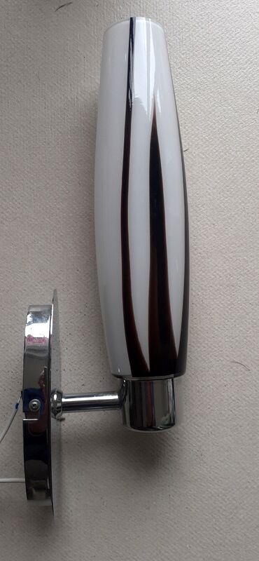 Pair of chromed metal and marbled glass tulip sconces Maison Paulmann