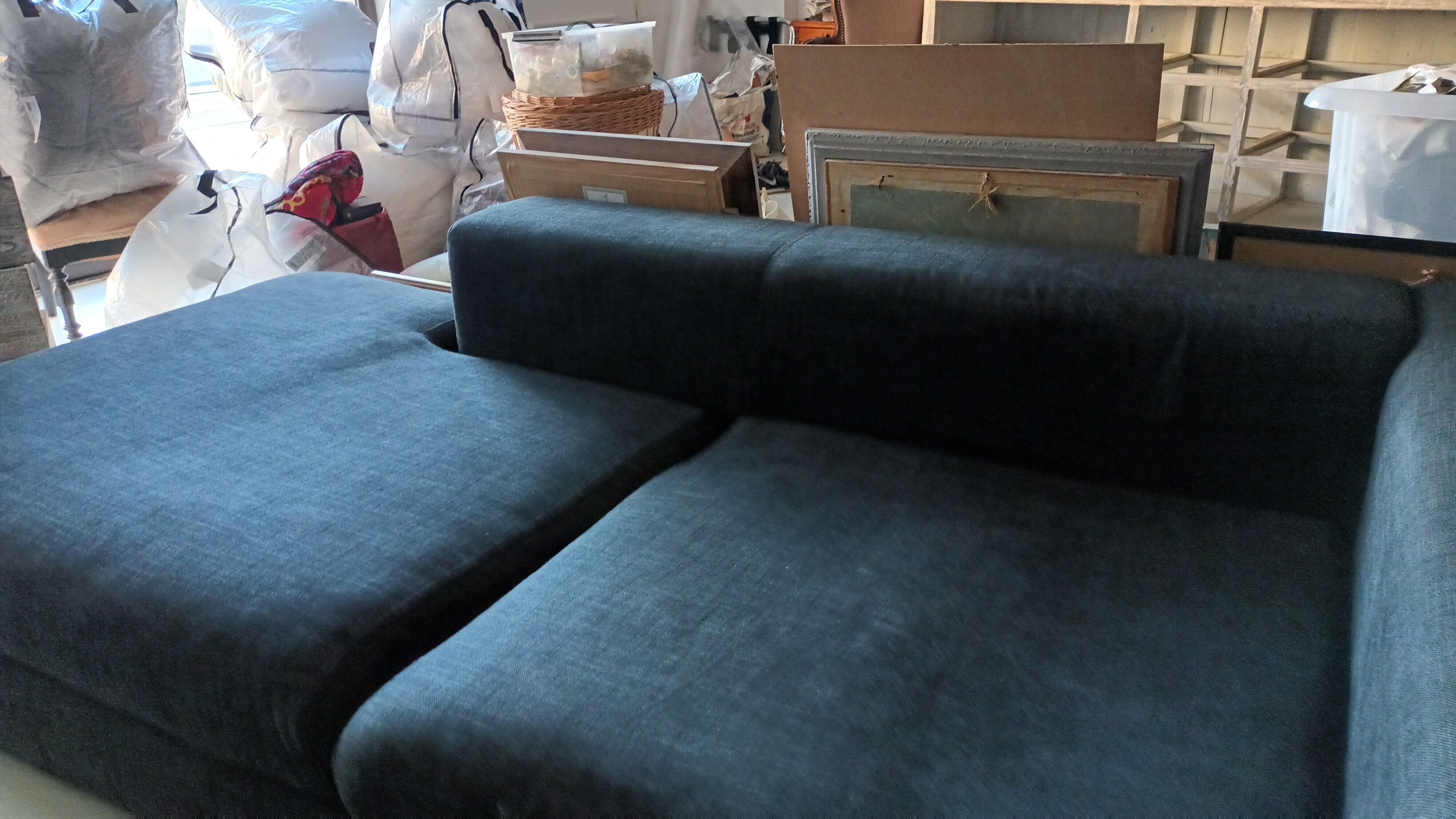 Sofa meridian black linen Crozatier 240 x 110