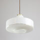 Mid-century Italian White Glass and Brass Pendant Lamp