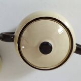 HBCM Sugar Bowl and Milk Jug Duo - Vintage Cream and Brown Earthenware