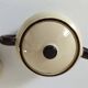 HBCM Sugar Bowl and Milk Jug Duo - Vintage Cream and Brown Earthenware