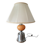 Diderot Delmas lamp in orange opaline with chrome base France 1970 Vintage
