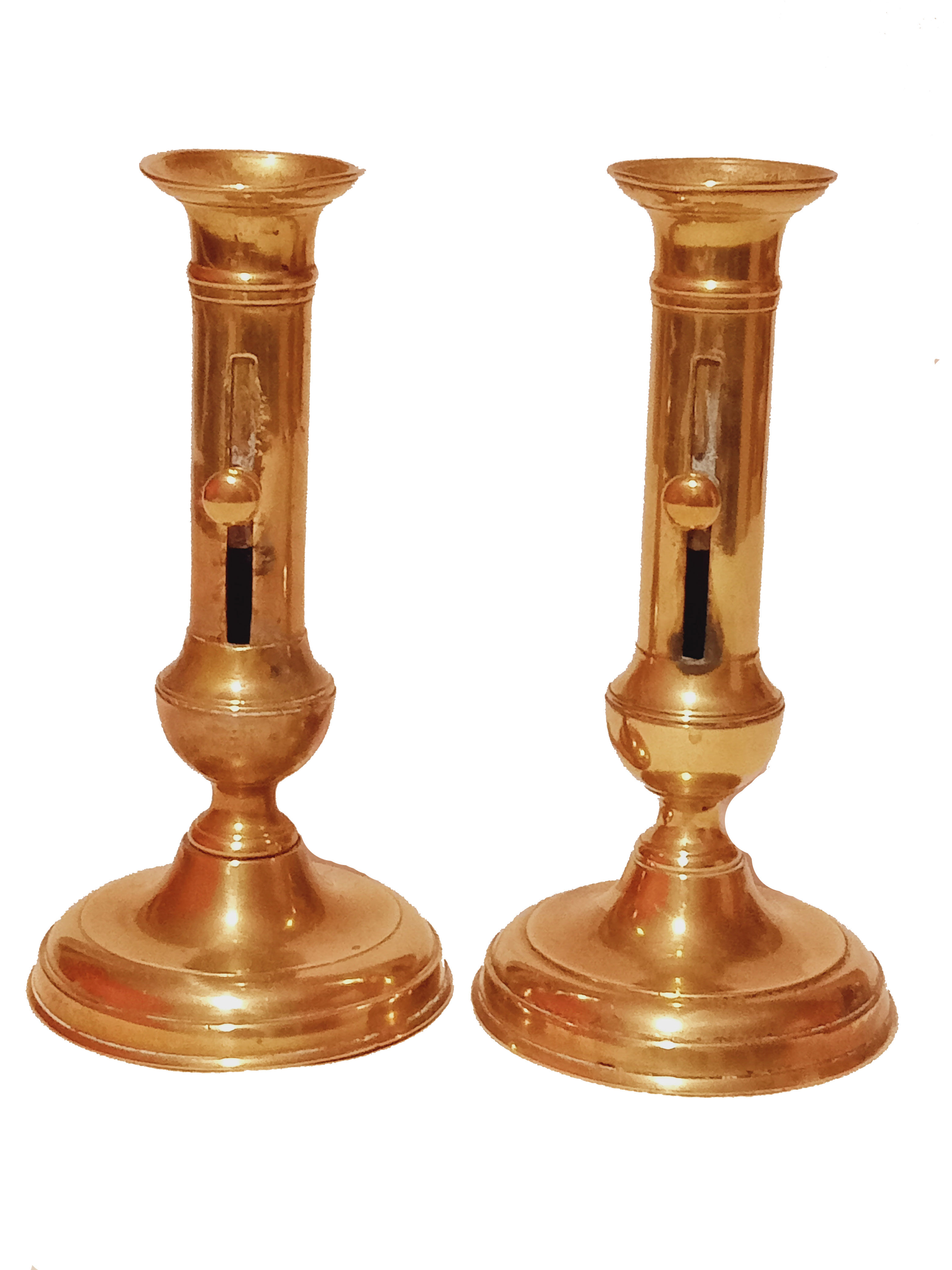 Pair of brass candle holders