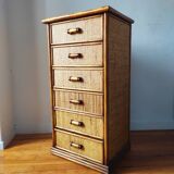 Vintage wicker and rattan chest of drawers