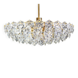 Impressive brass and crystal glass chandelier by Kinkeldey, Germany, 1970s.