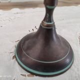 Set of 2 candlesticks 3 bobèches in patinated brass vert-de-gris